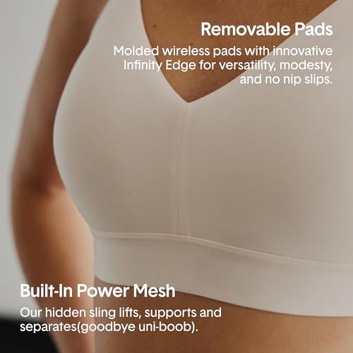 Image of Tommy John Women's Bralette, Triangle, Second Skin Fabric, No Underwire with Adjustable Straps & Removable Pads (A-C)