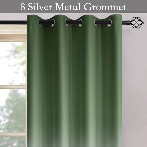 Image of SimpleHome Sage Green to Grey White Ombre Room Darkening Curtains 84 Inch | Curtains for Living Room,Light Blocking Thick Thermal Insulated Grommet Window Curtains Drapes for Bedroom, 2 Panels,52Wx84L