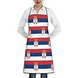 TTIGLHOH Weihnachts-Kochschürzen mit serbischer Flagge für Erwachsene, Unisex-Backschürzen mit großer Tasche und langem Band für Küche, Grill, Zeichnen