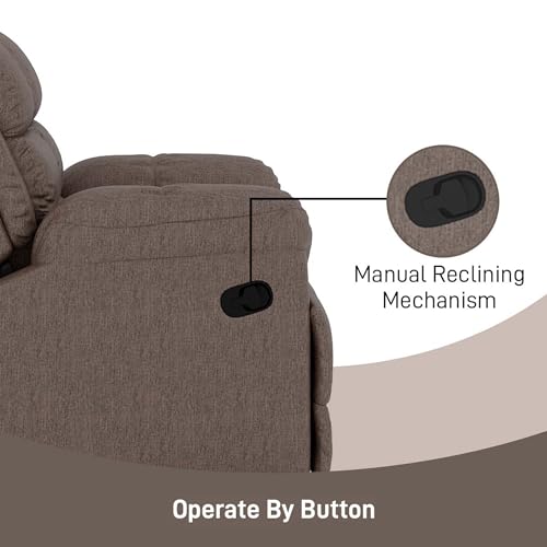 Image of Amazon Brand - Solimo Avalon Single Seater | Premium Mosha Fabric | Manual Recliner | Brown