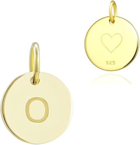 Miniatura 10 de Adabele Auténtica plata de ley A-Z 26 pequeños monograma alfabeto colgante redondo gota 0.472 in hipoalergénico para aretes, pulsera, collar,