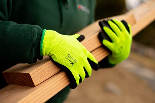 1516 6 Pairs Pack Premium High Visibility Low Emissions Green Work And Gardening Gloves For Men And Women.microfoam Textured Coated Palm And Fingers Gloves For Gardening Work, Size Large #TOP5