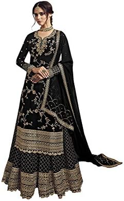Miss Ethnik Women's Faux Georgette Semi-Stitched Top With Stitched Bottom and Dupatta Embroidered Straight Kurta Dress Material (Pakistani Salwar Suit)
