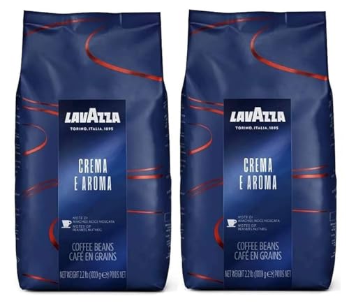 Lavazza Crema e Aroma Coffee Beans 1kg (Pack of 2 Total 2kg) - Medium Light Roast with Nutty & Spicy Aromatic Notes