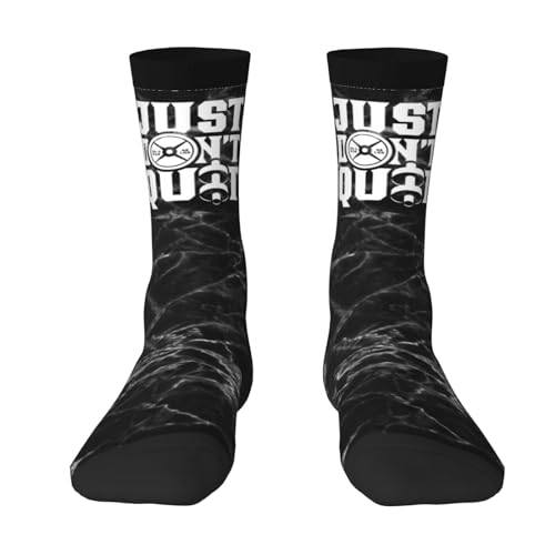 Just Don'T Quit Workout Weightlifting Gym Unisex Cushion Crew Sock Soft Casual Mid-Calf Socks