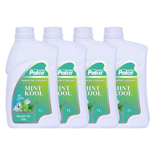 Image of PALCO MINT KOOL Radiator Coolant Ready to Use for Petrol Diesel Engines Cars, Jeep, Commercial Water as a Cooling Medium Vehicles| Ethylene Glycol Based Coolant| Nitrite Amine free 1Litre (Pack 4)