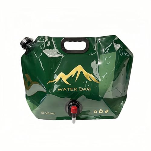 Chinshwehaw Jarra de Agua Plegable Portátil 8L/281oz BPA-Free con Grifo Ajustable - Almacenamiento de Agua a Prueba de Fugas para Camping, Senderismo, Viajes y Emergencias (Verde Oscuro) miniatura 1