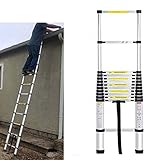 Aluminum Ladder Telescoping Extension Foldable 12.5ft with 330lb Load Capacity 13 Steps Retraction,