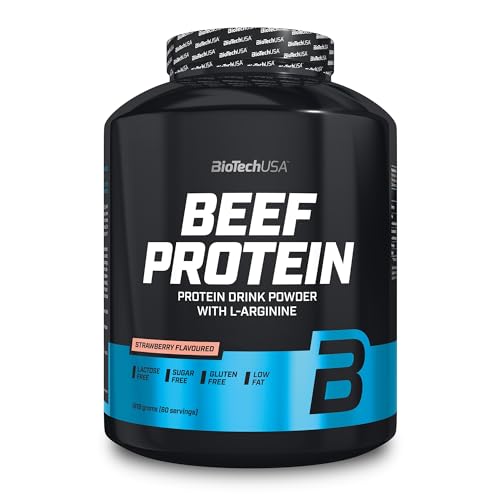 BioTechUSA Beef Protein, 87% Hydrolysed Protein Peptide Formula, Sin Lactosa ni Gluten, Bajo en Grasa, Sin Azúcar, Apto para la Dieta Paleo, 1,816 kg, Fresa