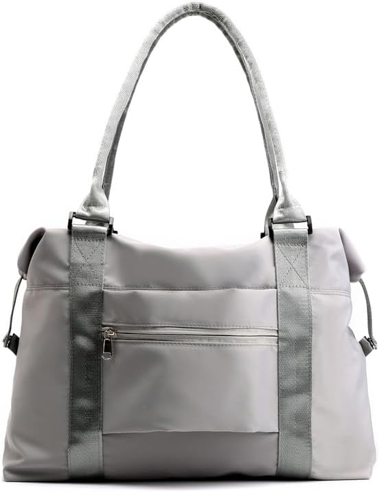 Small Duffel Bag for Sports, Gyms, Weekend, and Overnight, Gym Bag for Women and Men Lightweight Carryon Gym Bag Travel Grey