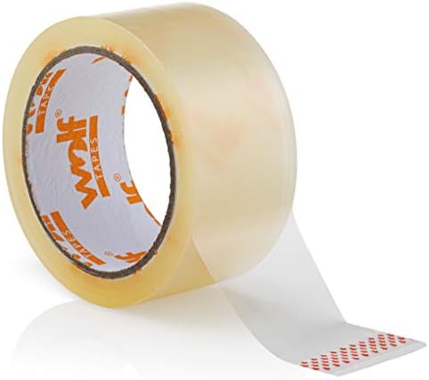 Wolf Tape Packaging Tape, Heavy-Duty Parcel Tape for Packing, All Purpose Strong Adhesive Tape, Secure Sticky Seal for Boxes, FSC Certified Shipping Tape, Pack of 6 48MM x 66M (Clear)