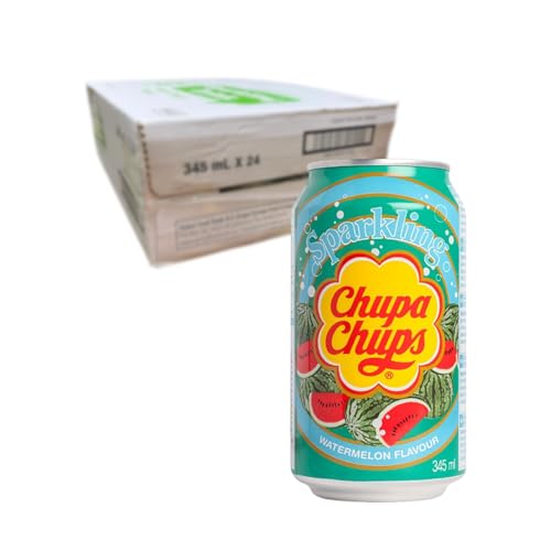 Chupa Chups Sparkling Watermelon Drink, prickelnde Wassermelonen Limonade, 24 Dosen mit Pfand, 24 x 345 ml