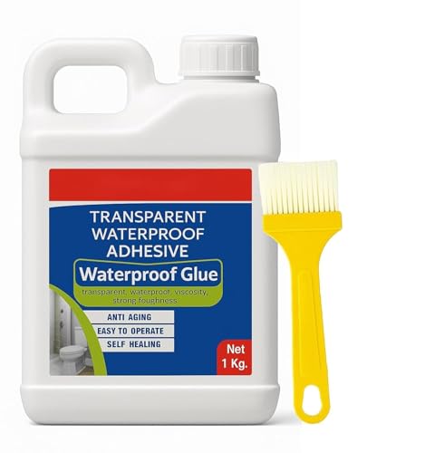 Image of Transparent Waterproofing Glue with Brush for Roof Leakage, Crack Seal Water Leakage Solution Indoor Outdoor, Waterproof Adhesive Sealant for Bathroom Pipe Wall Tile Surface Window (1KG)