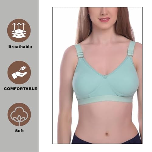 Image of Viral Girl Women's Wire-Free Cotton Hosiery Bra | Non-Padded, Full Coverage, Adjustable Straps | Soft Comfortable Innerwear with Hook & Eye Closure for Everyday Use