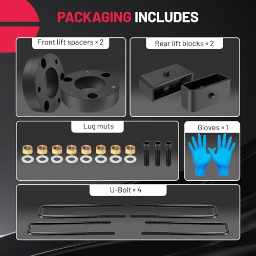 Image of BDFHYK 2.5 inch Front and 2 inch Rear Leveling lift kit for 2007-2023 Silverado 1500 2007-2023 Sierra 1500 2WD /4WD, Aluminum Alloy &A3 Iron Strut Spacers Leveling Kit Suspension Leveling Lift Kit