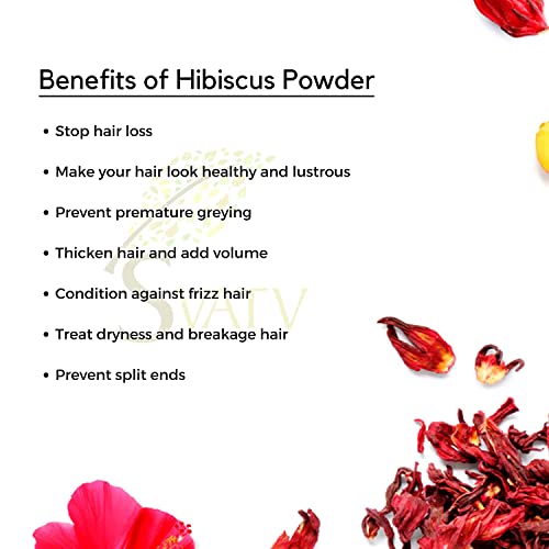 SVATV Hibiscus Powder | Sabdariffa | Rosa Sinensis | Natural Powder for Hair & Skin | Prevent hair Problem & Minimizes Skin Pores for Men & Women 227g, 0.5lb, 8oz