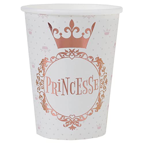 Santex 10 GOBELETS Carton Couronne Princesse 27CL Rose Gold