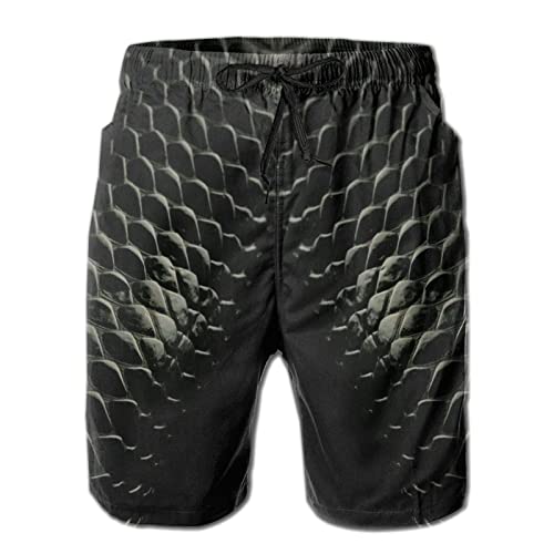 Black Snakeskin Swim Trunks Quick Dry Board Shorts with Mesh Lining Beach Shorts Printed Shorts Swimwear