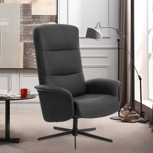 Hoclauho Relaxsessel mit Drehfunktion ergonomischer Fernsehsessel Schwarz für Wohnzimmer – Bild 3
