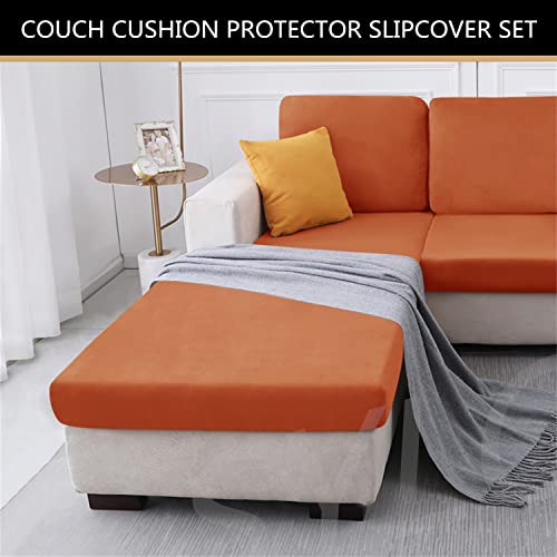 Housse de coussin de dossier de canapé en velours extensible orange lavable