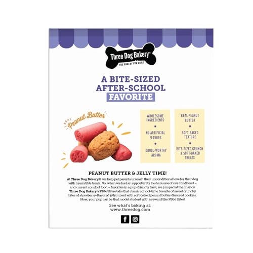 Three-Dog-Bakery-Soft-Baked-PBJ-Bites-Peanut-Butter-Strawberry-Flavor-Premium-Treats-for-Dogs-13-Ounce-Box-brown-320035 Three Dog Bakery Soft Baked PBJ Bites Peanut Butter Strawberry Flavor Premium Treats for Dogs 13 Ounce Box brown 320035