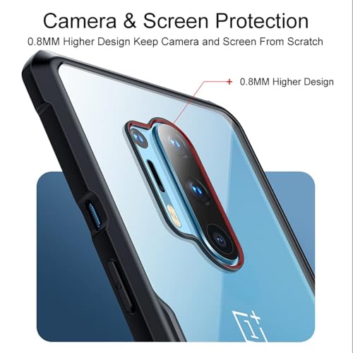 Image of WOW IMAGINE Shock Proof Clear Protective Back Case for OnePlus 8 Pro - AirEDGE Technology | 360 Degree Camera Protection | Transparent Hybrid Back Case Mobile Cover for OnePlus 8 Pro - Black