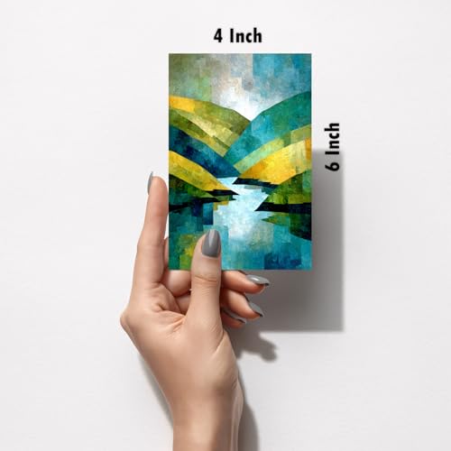 Image of SiddArtify Abstract Landscape Wall Art Prints Set - Modern Scenic Poster Decor for Living Room Office - Set of 2-4x6 Inch - Board (Pack of 6) - Sticker (Pack of 6)