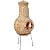 Outdoor Clay Chiminea Fireplace Sun Design Wood Burning Fire Pit with Sturdy Metal Stand, Barbecue, Cocktail Party, Cozy Nights Fire Pit (Beige)