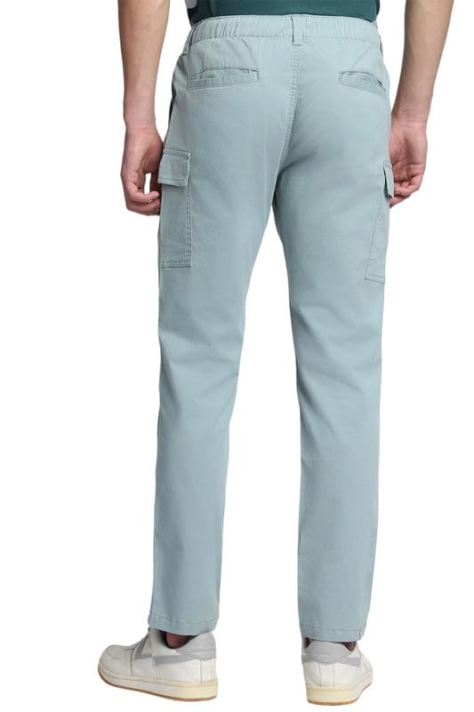 Image of Dennis Lingo Men's Cotton Lycra Full Length Solid Slim Fit Cargo Trousers