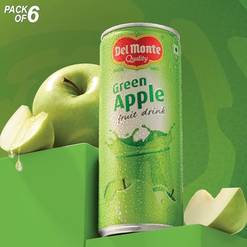 Image of Del Monte Green Apple Fruit Drink (Pack of 18) - Crisp, Tangy & Ideal for Mocktails & Cocktails |No added preservatives