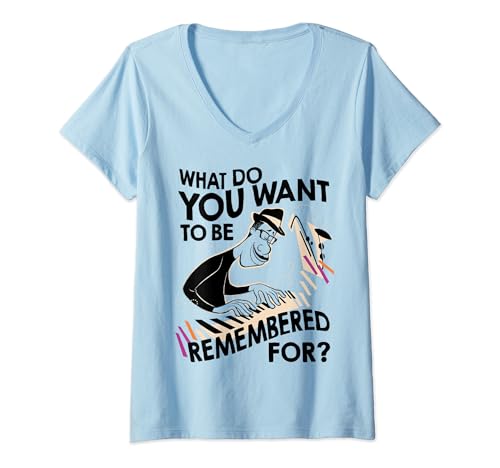 T-shirt col V Disney Pixar Soul Joe pour femme en coton noir stretch
