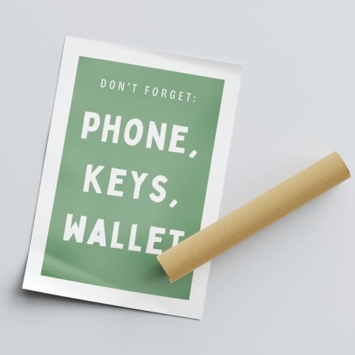 Sticky Art UK Don't Forget, Phone, Keys, Wallet - Bold Typography Poster, Minimalist Reminder Posters, Gift For New Homeowners, Front Door Hall Way Decor
