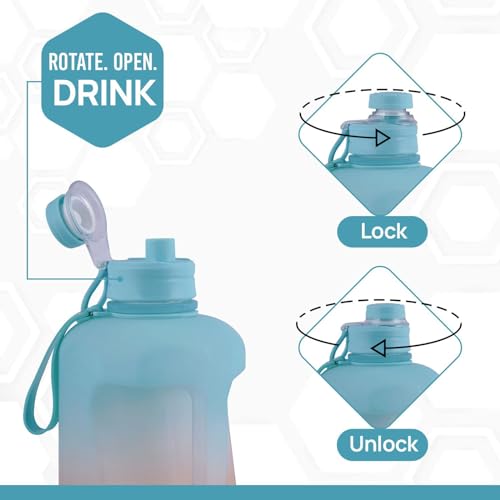 Image of SKYTONE Water Bottle For Gym- Extra-Strong Leakproof BPA Free Large Water Jug Half Gallon Hydrate Bottle with Handle Ideal for Adults Men Sports Gym Fitness Outdoor Cycling - 2.2 Litre (Blue)