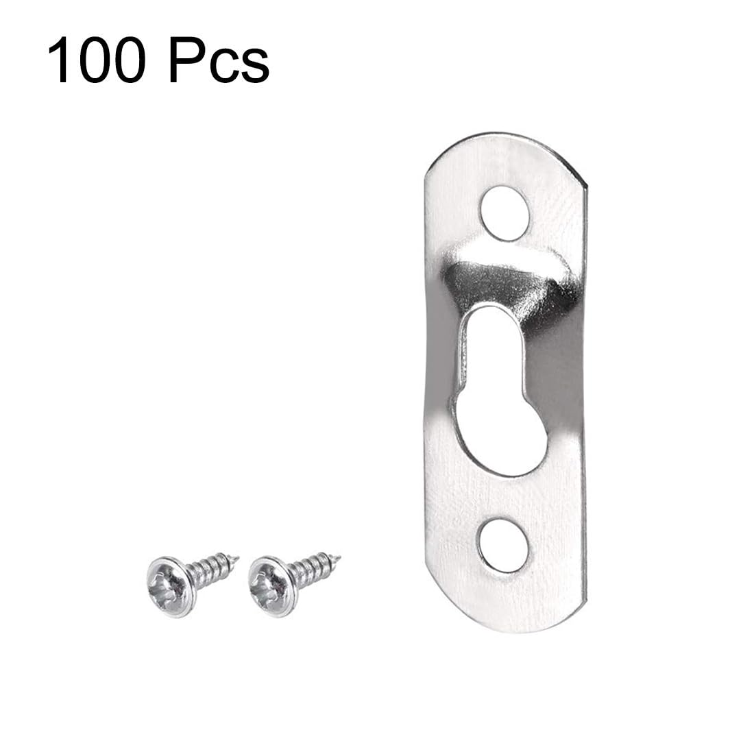 TA-VIGOR 100 Pcs Keyhole Hanging Plates with Screws, 37mm x 13mm Zinc Plated Picture Frame Hooks, Heavy Duty Picture Hangers and Hooks for Hanging Photo Frames, Wall Decor and Mirrors - Image 2