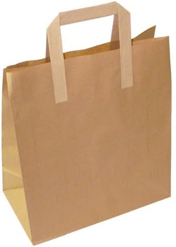 Large Brown Paper Carrier Bags with Paper Handles - 250mm x 140mm x 300mm (pack of 50)