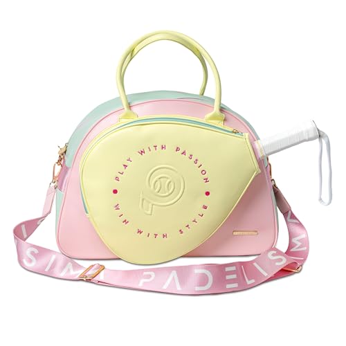 Padelísima - Paletero Padel - Mochila Padel Mujer- Bolsa Tenis Playa y Pickleball - Paletero Rosa - Llavero de Regalo - Funda Pala pádel Mujer - Mochila Rosa Amarilla y Verde