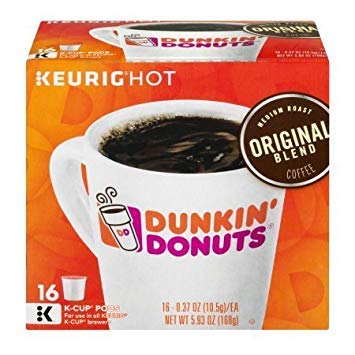 Dunkin Donuts Original Flavor Coffee K-Cups For Keurig K Cup Brewers (16 Count)
