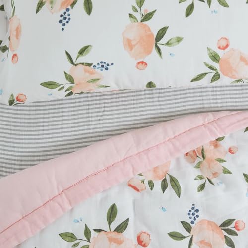 Image of Little Unicorn Toddler Bedding 3-Piece Set | Includes Comforter, Crib Sheet & Pillowcase | Soft & Breathable Muslin Fabric | for Convertible Cribs & Toddler Beds (Watercolor Roses Grande)