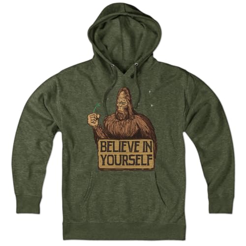 Chowdaheadz Believe in Yourself Bigfoot Hoodie – Unisex Pullover Sweatshirt Soft Cotton Blend