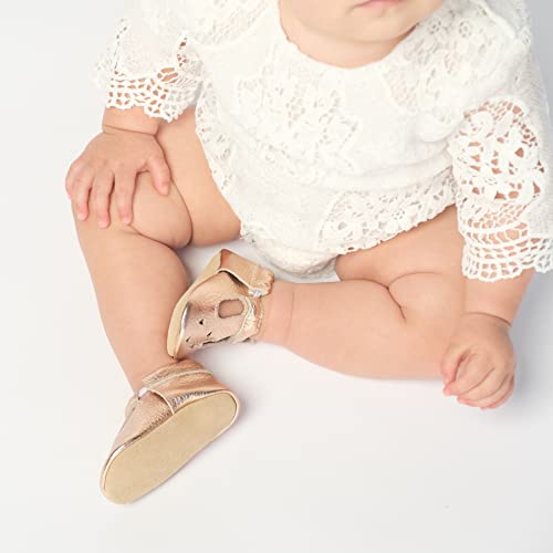 BirdRock Baby Mary Jane Moccasins - Genuine Leather Soft Sole Baby Girl Shoes for Newborns, Infants, Babies, and Toddlers (Hibiscus, US 6.5) by BirdRock Baby - Image 2