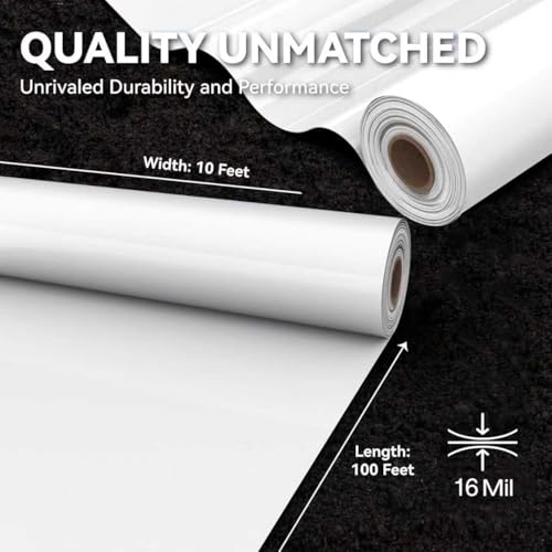Crawl Space Vapor Barrier, 16 Mil Vapor Barrier, 10'x100', White Plastic Sheeting - Thick Plastic Sheeting, Heavy Duty Polyethylene Film, Drop Cloth Vapor Barrier Covering for Crawl Space, Basement by PureSpace Armor - Image 4