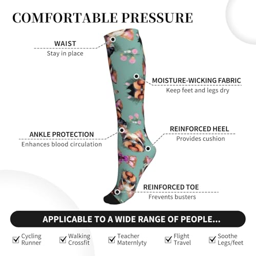 Yorkie Floral Print Compression Socks,Compression Ankle Support Socks,Sports Socks,For Men Women Running Athletic3