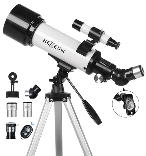 Telescope for Kids & Adults - 70mm Aperture 500mm AZ Mount Fully Multi-Coated Optics Astronomical refracting Portable Telescopes, with Tripod Phone Adapter, Carrying Bag, Remote Control White