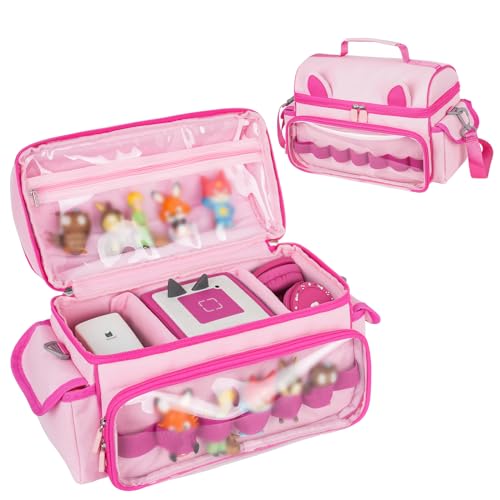 Jaffzora Carrying Case Compatible with Toniebox Starter Set,Cute Storage Bag for Tonies Figures Characters,Tonies Headphones & Accessories, Pink(Bag Only)