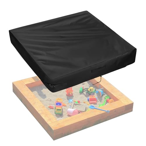 Safipotts Sandbox Cover, Heavy Duty Waterproof Sand Box Cover, Suitable Use as Kids' Outdoor Square Sandbox Lid (Black, 60