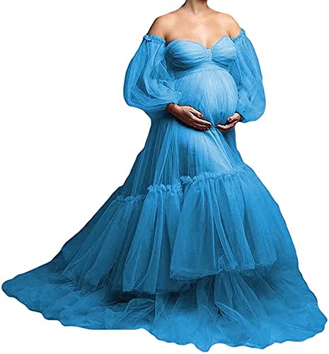 Qqcute Red Puffy Tulle Robe Maternity Photoshoot Dress For Women Sheer Off Shoulder Bridal Lingerie Nightgown Wedding Scarf(4Xl) #TOP6