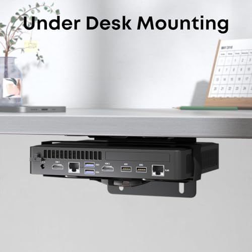 Adjustable Thin Client Mount Bracket - Mount Mini PC to Monitor Arm, Stand Pole, or Under Desk,Supports 0.67\" - 2.8\" Wide CPU,Black