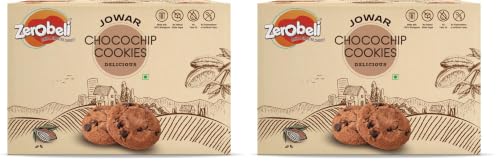 Image of Zerobeli Jowar Choco Chip Cookies | 250g | Made with Jowar, Oats & Whole Wheat | No Maida, No Palm Oil, No Preservatives | High-Fiber Healthy Snack for Kids & Adults (Pack of 2)