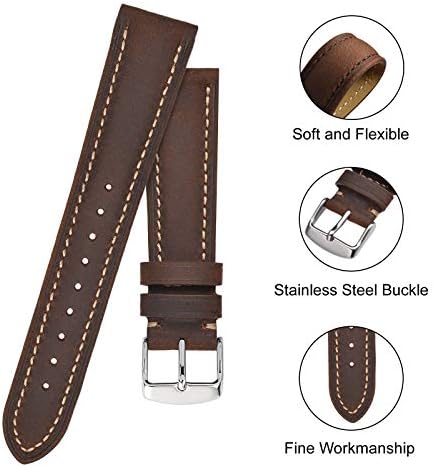 BISONSTRAP Watch Strap, Vintage Leather Replacement Bracelet, Band Width-14mm 15mm 16mm 17mm 18mm 19mm 20mm 21mm 22mm 23mm 24mm