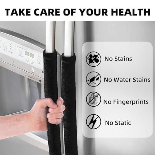 Image of Refrigerator Door Handle Covers, 2PCS, Leather Kitchen Appliance Handle Covers, Keep Your Fridge Microwave Oven Stove or Dishwasher Clean, Stains Dirty Oils, Timesaver, Kitchen Decor Grey